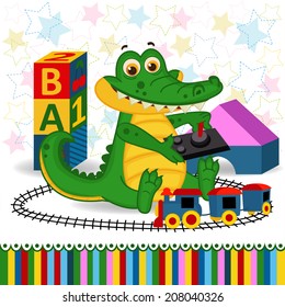 Crocodile railroad  - vector  illustration, eps 
