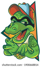 Crocodile Rapper Style His Cap On Stock Vector (Royalty Free ...