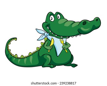 crocodile ready for lunch vector illustration on a white background
