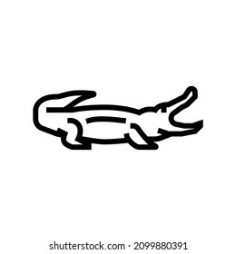 crocodile reptile in zoo line icon vector. crocodile reptile in zoo sign. isolated contour symbol black illustration