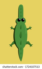 Crocodile resting on the sand by the sea. Hot summer day at the beach. An animal in sunglasses. Crocodile by the ocean in the sun.