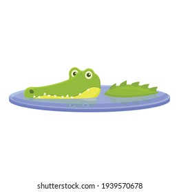 Crocodile in river icon. Cartoon of Crocodile in river vector icon for web design isolated on white background