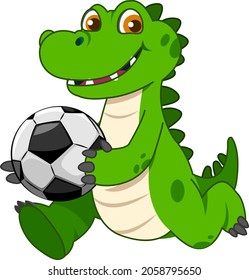 Crocodile Running Away Football Cartoon Vector Stock Vector (Royalty ...