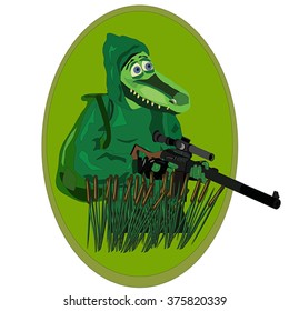 Crocodile with the russian gun. Vector illustration.