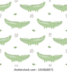 Crocodile seamless background repeating pattern, wallpaper background, cute seamless pattern background
