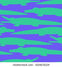 Crocodile Seamless Pattern. Alligator Kids cloth ornament. Predator animal Background. Vector illustration
