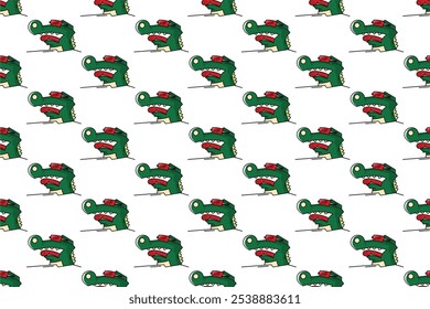 Modelo de plano de fundo padrão sem costura Crocodile. Fundo de padrão contínuo com ícones de répteis.