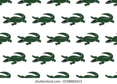 Modelo de plano de fundo padrão sem costura Crocodile. Fundo de padrão contínuo com ícones de répteis.