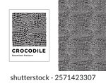 Crocodile seamless pattern. Black and white crocodile print. Vector texture.