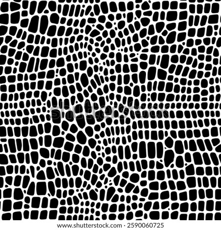 Crocodile seamless pattern. Black and white crocodile print. Vector texture. 