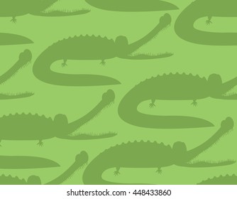 Crocodile seamless pattern. Good caiman ornament. Wild animal. Green reptile texture. Alligator background. Big water reptiles. Huge African predator. Tropical beast