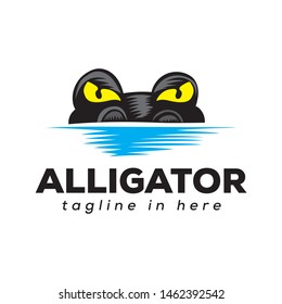 crocodile seeks prey on water logo design inspiration