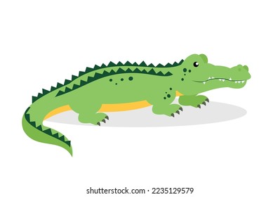 Crocodile, side view - illustration, cartoon, vector