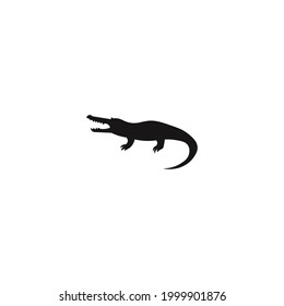 crocodile silhouette icon vector on a white background