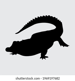 Crocodile Silhouette, Crocodile Isolated On White Background