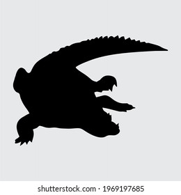 Crocodile Silhouette, Crocodile Isolated On White Background