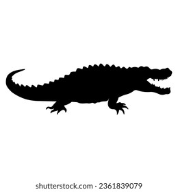 crocodile silhouette isolated on white vector illustration