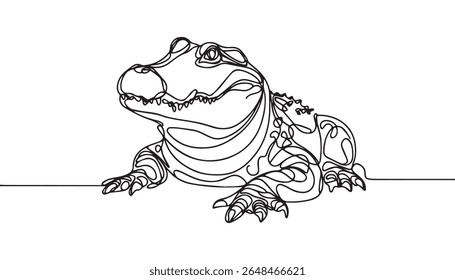 crocodile silhouette line art vector illustration with a white background