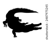 Crocodile Silhouette on isolated background. Vector drawing