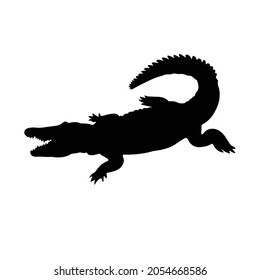 Crocodile Silhouette on isolated background. Vector drawing
