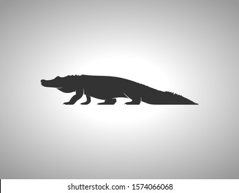 Crocodile Silhouette on White Background. Isolated Vector Animal