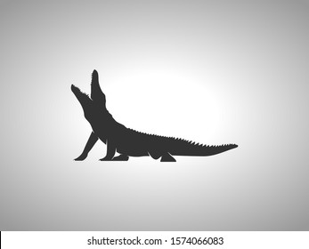 Crocodile Silhouette on White Background. Isolated Vector Animal