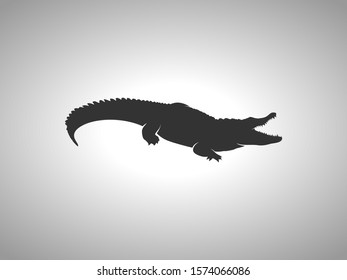 Crocodile Silhouette on White Background. Isolated Vector Animal