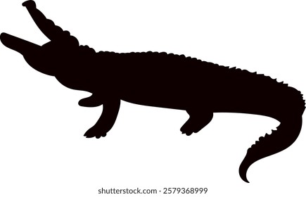 crocodile silhouette on white background vector