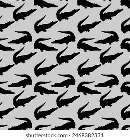 crocodile silhouette Seamless Pattern Design