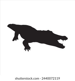 crocodile silhouette set collection isolated black on white background vector illustration