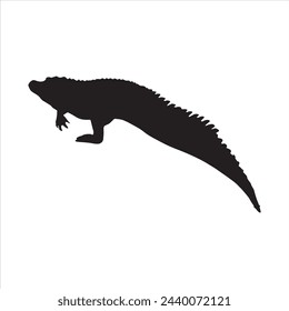 crocodile silhouette set collection isolated black on white background vector illustration