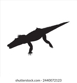 crocodile silhouette set collection isolated black on white background vector illustration