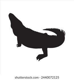 crocodile silhouette set collection isolated black on white background vector illustration