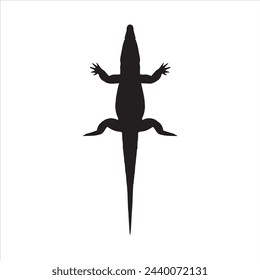 crocodile silhouette set collection isolated black on white background vector illustration