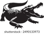 A crocodile silhouette vector art illustration