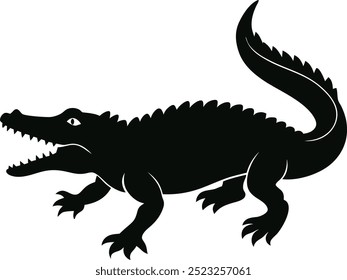 Crocodile silhouette vector art illustration