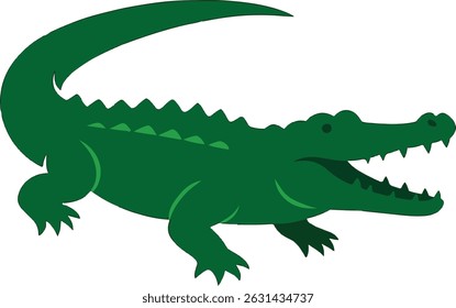 A crocodile silhouette vector art illustration.