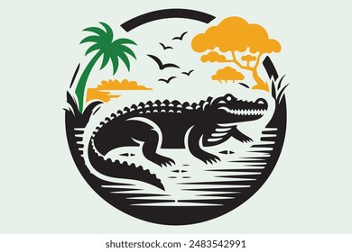  A crocodile silhouette vector illustration