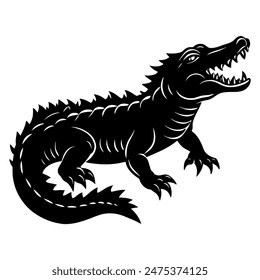 crocodile silhouette vector illustration Design on a white background