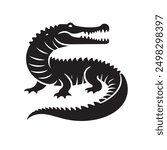 Crocodile Silhouette. Crocodile Vector Illustration. Silhouette of a crocodile, scientifically known as Crocodylus niloticus. Vector illustration.