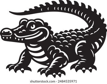 Crocodile silhouette vector style with white background