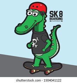 Crocodile Skateboarding for Kids T-shirt 