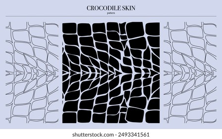 Crocodile skin black seamless pattern. Reptile repeat wallpaper for textile prints, backgrounds, wrapping.