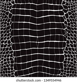Crocodile skin black and white seamless pattern. Reptile repeat wallpaper for textile prints, backgrounds, wrapping.