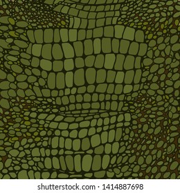 Crocodile Skin Pattern Green Wallpaper Vector