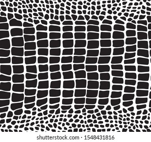 Crocodile skin Seamless pattern with black and white. Wallpaper. Background. Monochrome. Paper. Textile. Fashion. Graphic. Vector. 