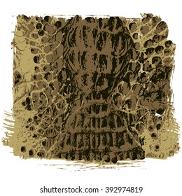 Crocodile Skin Texture. Illustration of  Hand Drawn Brush Stroke. Alligator Reptile Skin Texture For Your Design. Grunge Brush Texture. Fashionable print for textile, fabric, accessories or cover