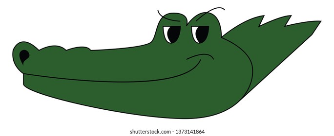 A crocodile with a smile on the face is swimming in the river vector color drawing or illustration 