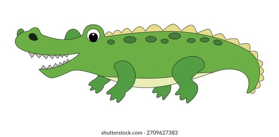 Un cocodrilo sonriendo sobre un fondo blanco
