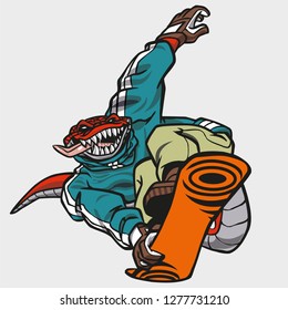Crocodile snowboarding monster
